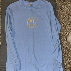 Gildan Blue Shirt with Yellow Smiley Face